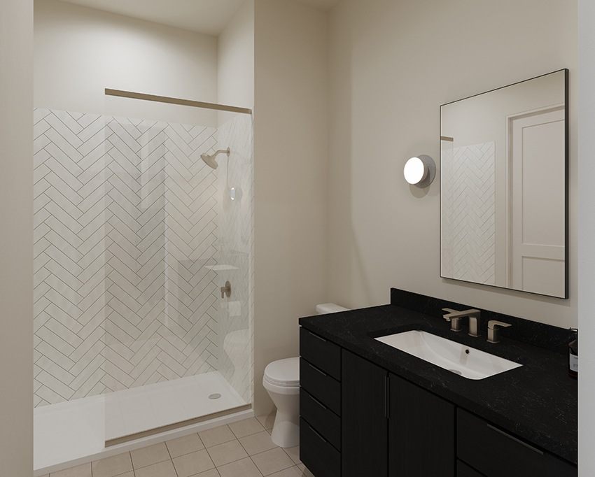 Bathroom with Standard Tile Floor - Dark Scheme